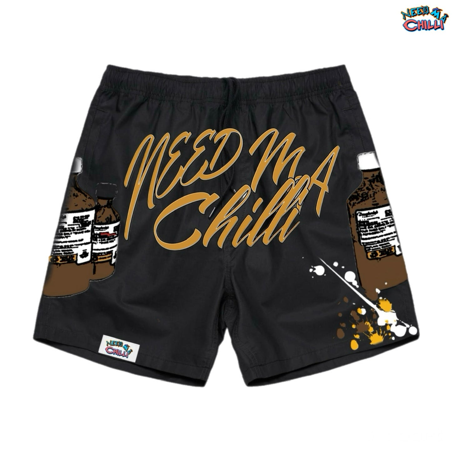 “ Wocc Pints “ Black Shorts With Paint Splat