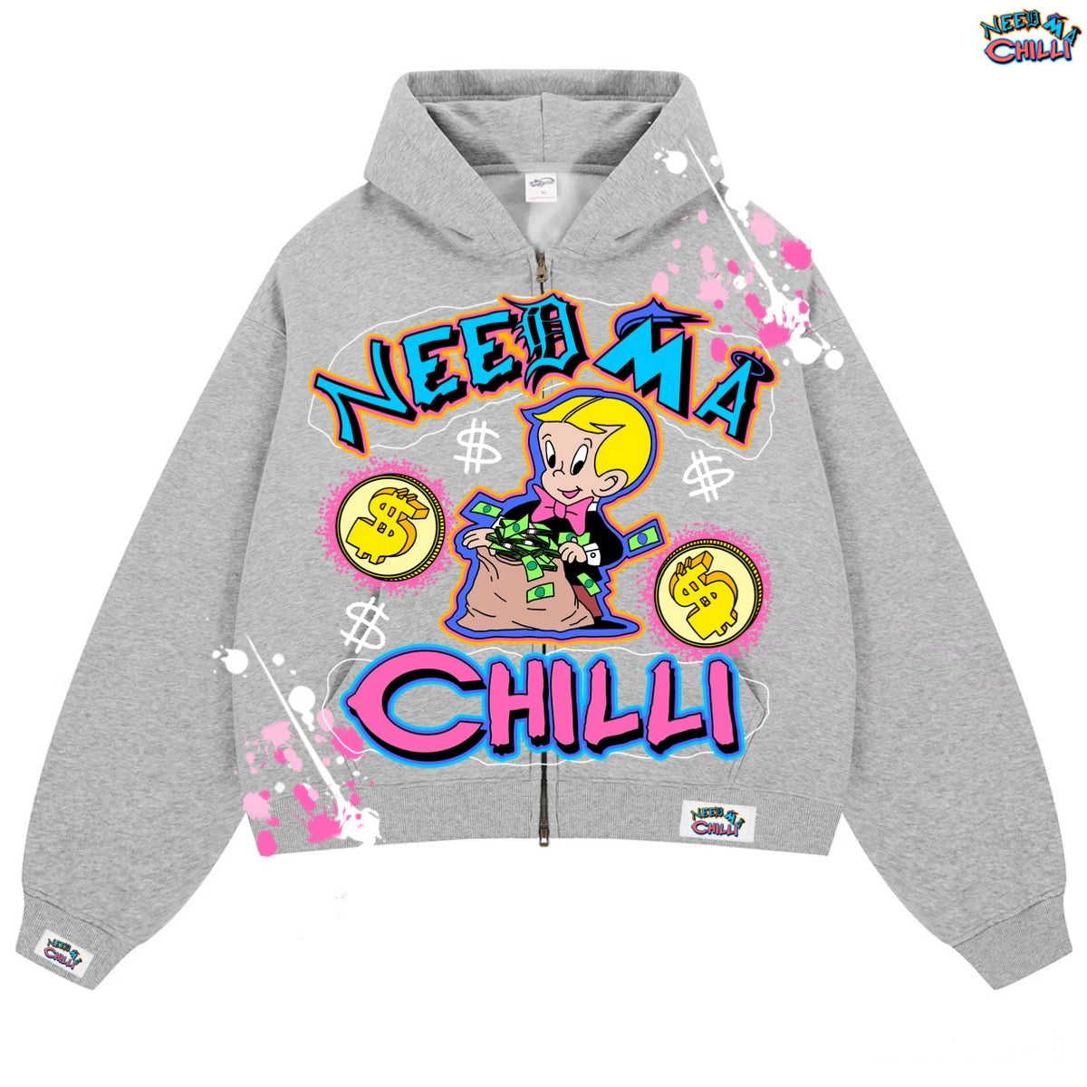 “ OG BILLIONAIRE BOY “ GREY ZIP-UP JACKET