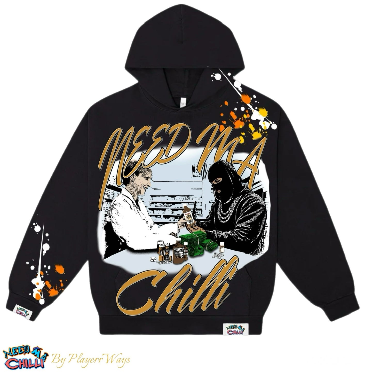 “ Wocc Pints “ Black Hoodie With Paint Splat