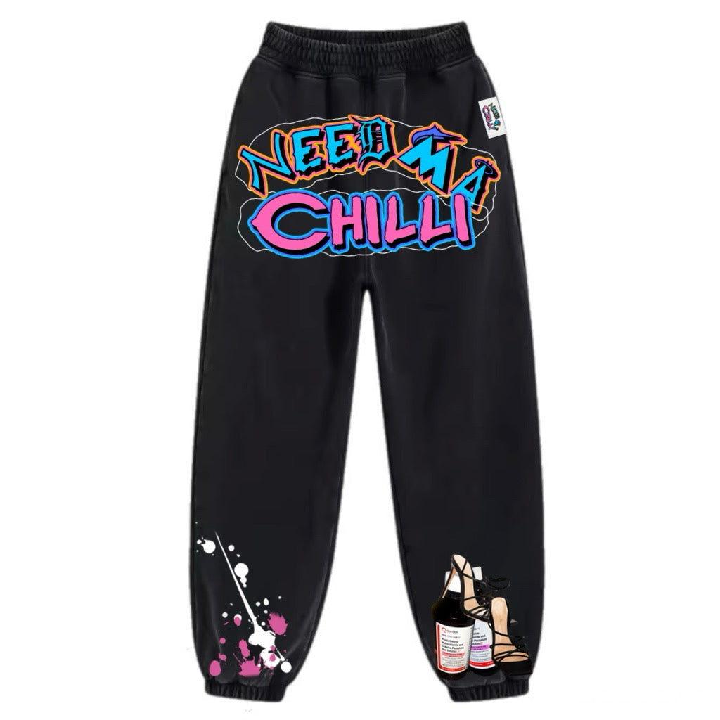 “ Stop P***** Minors “ Black SweatPants With Paint Splat