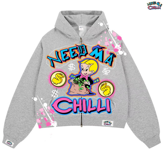 “ OG BILLIONAIRE BOY “ GREY ZIP-UP JACKET