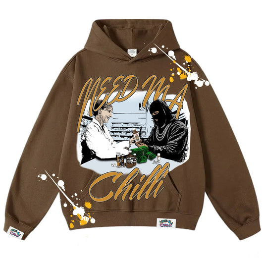 “ Wocc Pints “ Brown Hoodie With Paint Splat